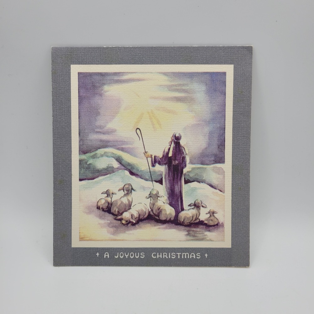 Vintage Christmas Card Shepherd Sheep Norma Harold Stroud Religious